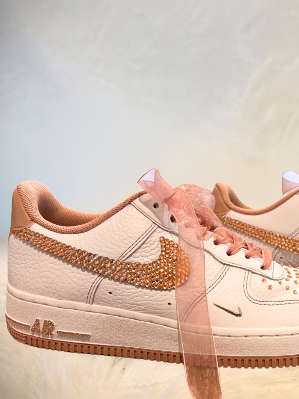 Sparkle Treatment Custom Nike Air Force 1 - Rose Gold Full-Detail Bling NWT